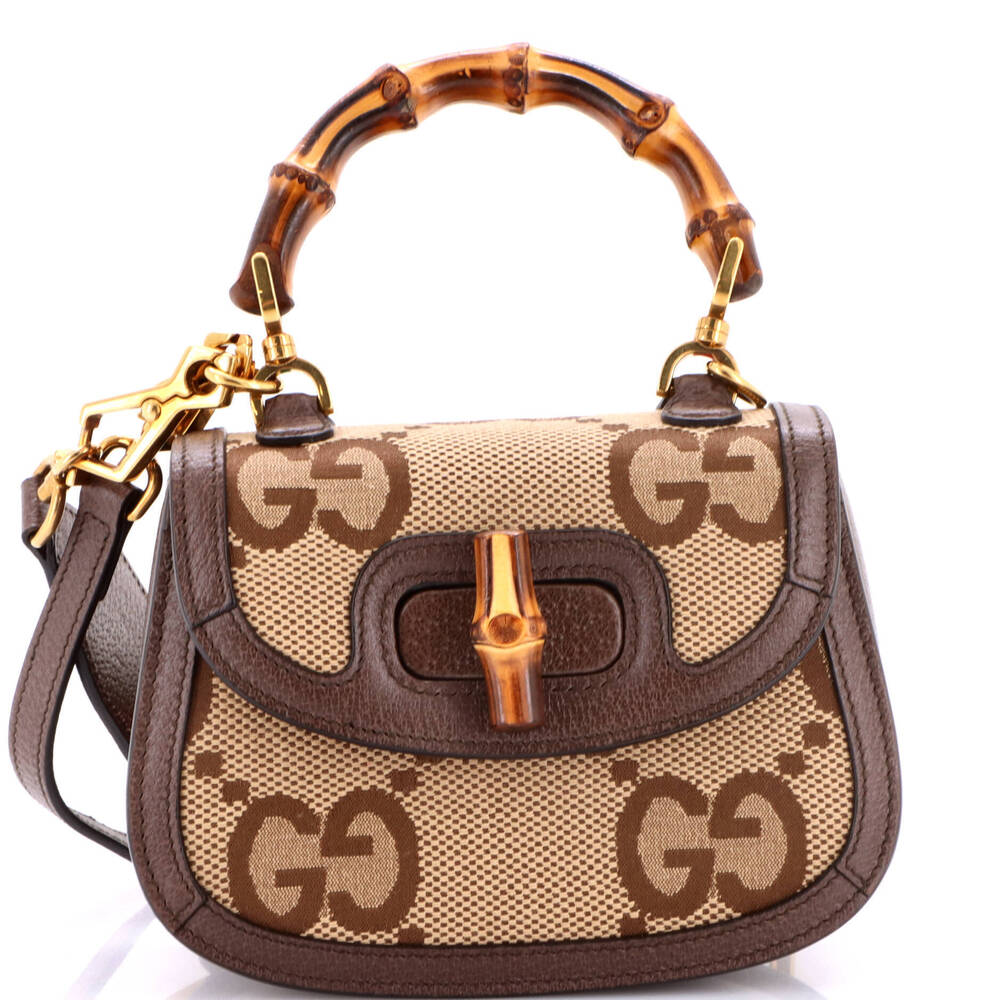 Gucci Mini Bamboo 1947 Top Handle Bag Jumbo GG Canvas